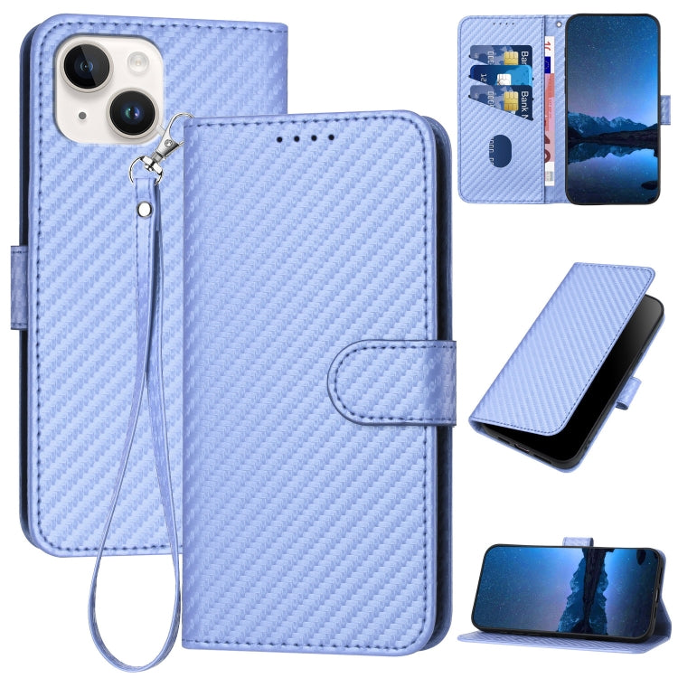 YX0070 Carbon Fiber Buckle Leather Phone Case with Lanyard, For iPhone 13 Pro Max, For iPhone 13 Pro, For iPhone 13