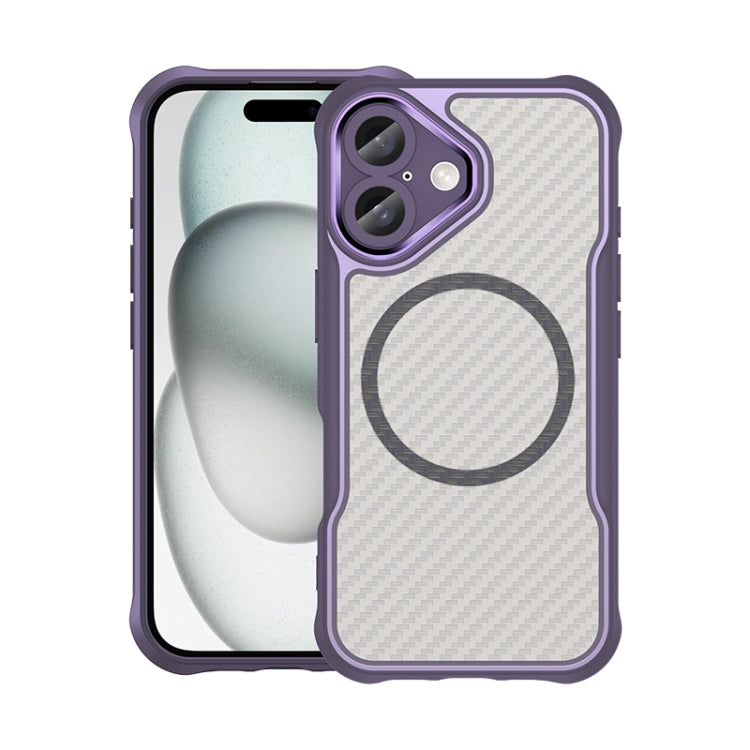 Carbon Fiber Texture MagSafe Translucent Phone Case, For iPhone 16 Pro, For iPhone 16 Plus, For iPhone 16, For iPhone 15 Pro Max, For iPhone 15 Pro, For iPhone 15 Plus / 14 Plus