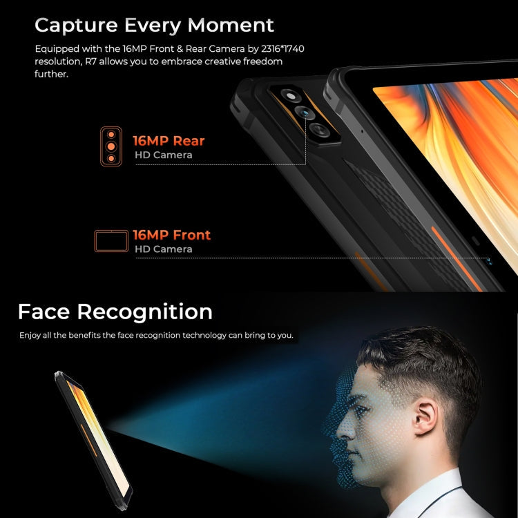 [HK Warehouse] HOTWAV Tab R7 Rugged Tablet, 6GB+256GB, 10.1 inch Android 13 Unisoc Tiger T606 Octa Core 4G Network, Global Version with Google Play(Black Grey)