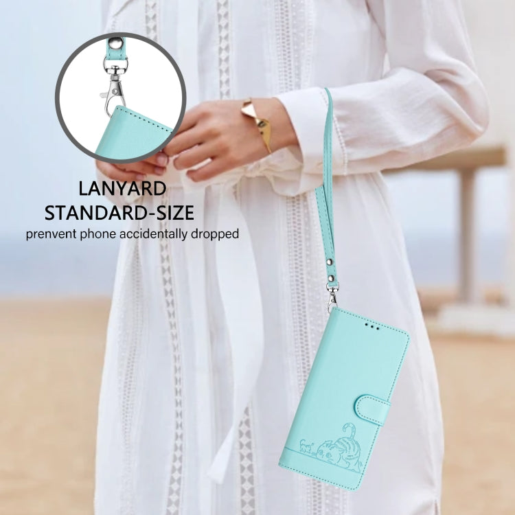 Cat Rat Embossed Pattern RFID Leather Phone Case with Lanyard, For iPhone XR, For iPhone XS Max, For iPhone 8 Plus / 7 Plus