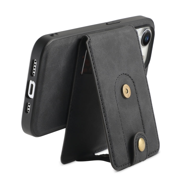 For iPhone 14/13 Denior D14 NK Retro Pattern MagSafe Magnetic Card Holder Leather Phone Case(Black)