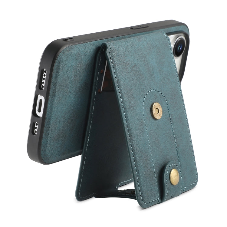 For iPhone 12 Pro Max Denior D14 NK Retro Pattern MagSafe Magnetic Card Holder Leather Phone Case(Blue)