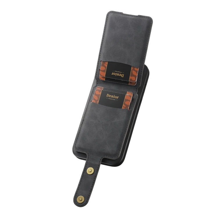 For iPhone 12 Pro Max Denior D14 NK Retro Pattern MagSafe Magnetic Card Holder Leather Phone Case(Black)