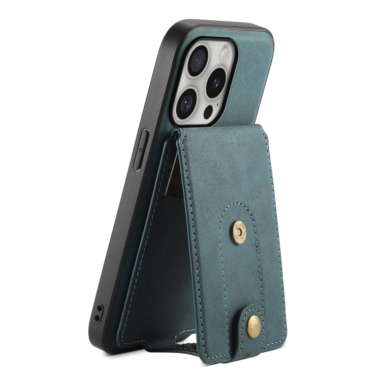 For iPhone 16 Pro Max Denior D14 NK Retro Pattern MagSafe Magnetic Card Holder Leather Phone Case(Blue)