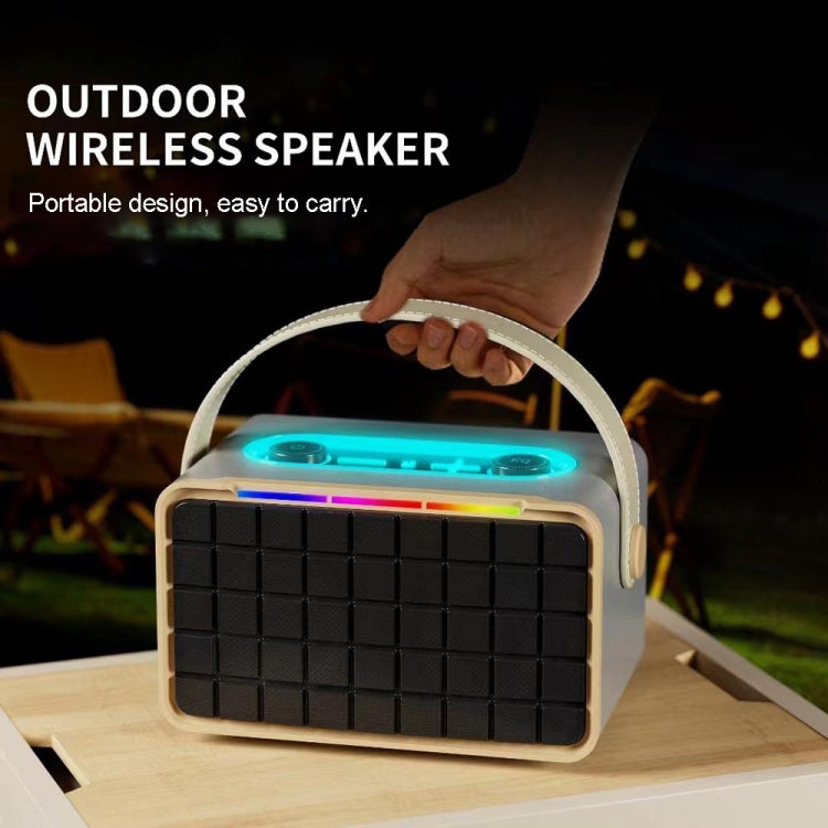 NewRixing NR8801 15W Portable Outdoor Bluetooth Speaker TWS Stereo Speaker(khaki)