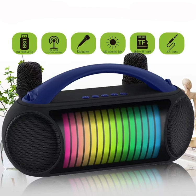 NewRixing NR-222 Portable Outdoor Dual Mic Colorful Wireless Bluetooth Speaker(Blue)