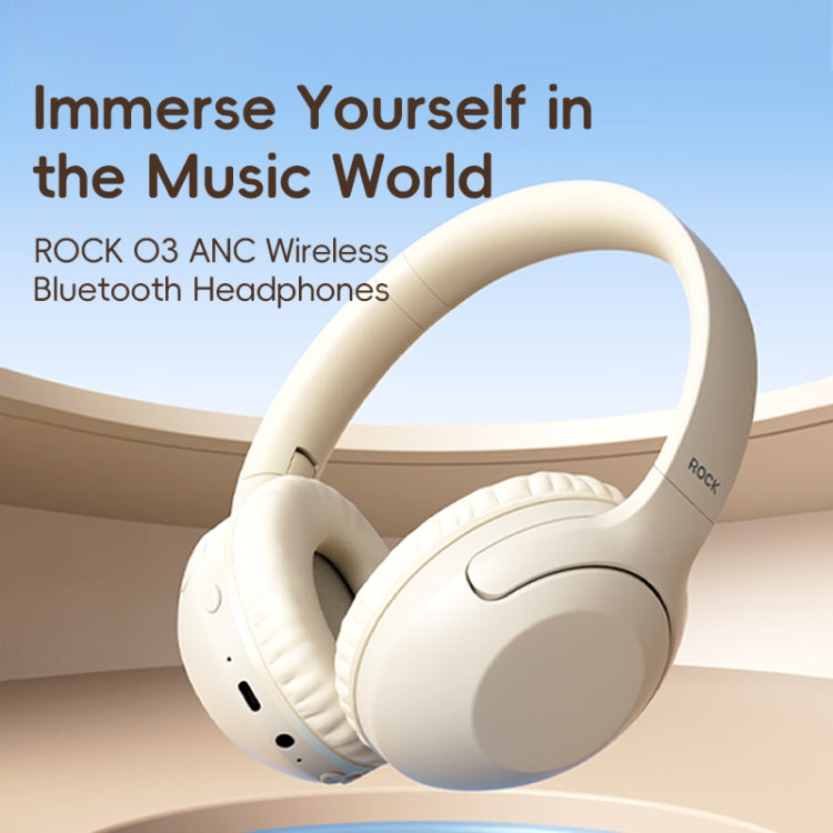 ROCK O3 Head-mounted Noise Reduction Bluetooth Headset(Light Grey)