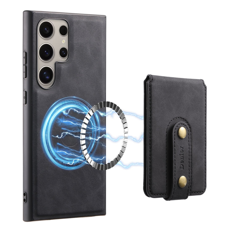 For Samsung Galaxy S24 Ultra 5G Denior D14 NK Retro Pattern MagSafe Magnetic Card Holder Leather Phone Case(Black)