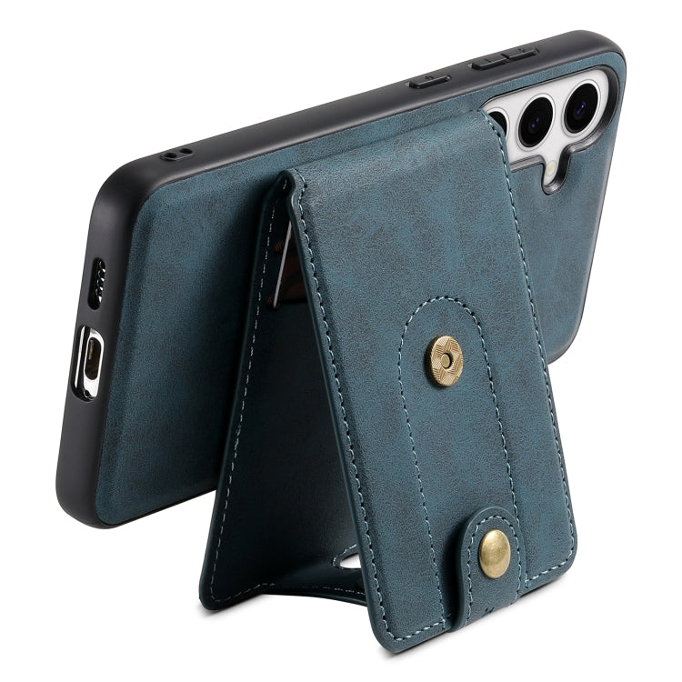 For Samsung Galaxy S24+ 5G Denior D14 NK Retro Pattern MagSafe Magnetic Card Holder Leather Phone Case(Blue)
