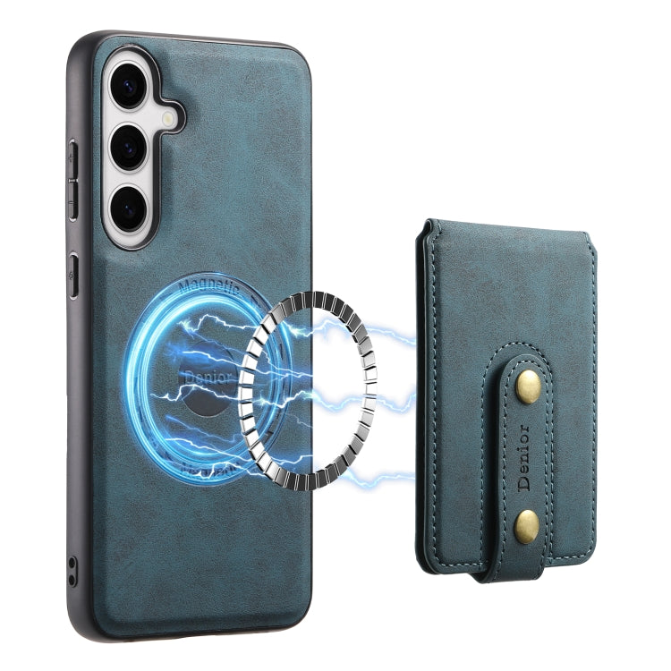 For Samsung Galaxy S24 5G Denior D14 NK Retro Pattern MagSafe Magnetic Card Holder Leather Phone Case(Blue)