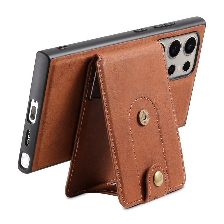 For Samsung Galaxy S23 Ultra 5G Denior D14 NK Retro Pattern MagSafe Magnetic Card Holder Leather Phone Case(Brown)