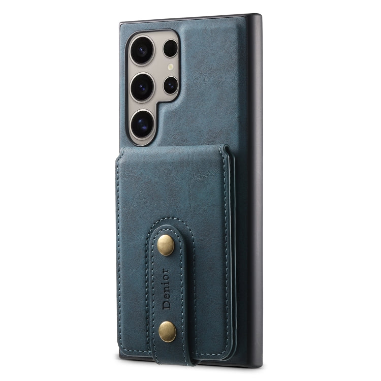 For Samsung Galaxy S23 Ultra 5G Denior D14 NK Retro Pattern MagSafe Magnetic Card Holder Leather Phone Case(Blue)