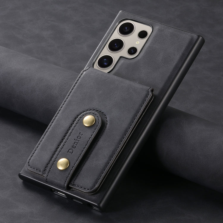 For Samsung Galaxy S23 Ultra 5G Denior D14 NK Retro Pattern MagSafe Magnetic Card Holder Leather Phone Case(Black)