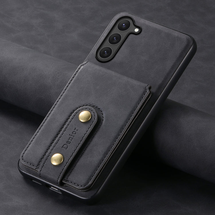For Samsung Galaxy S23 5G Denior D14 NK Retro Pattern MagSafe Magnetic Card Holder Leather Phone Case(Black)