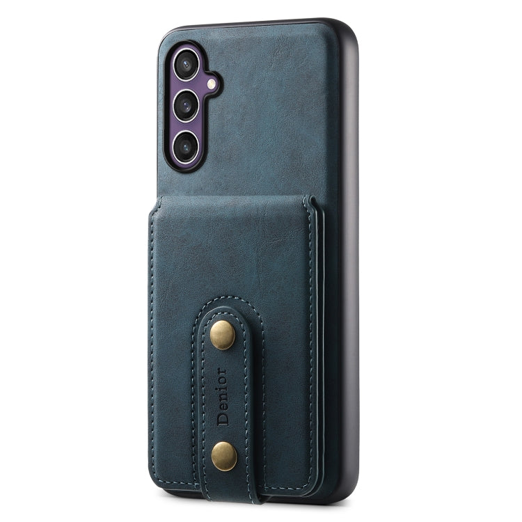 For Samsung Galaxy S23 FE 5G Denior D14 NK Retro Pattern MagSafe Magnetic Card Holder Leather Phone Case(Blue)