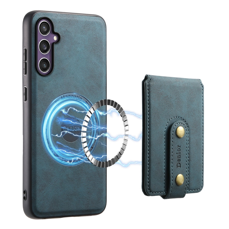 For Samsung Galaxy S23 FE 5G Denior D14 NK Retro Pattern MagSafe Magnetic Card Holder Leather Phone Case(Blue)