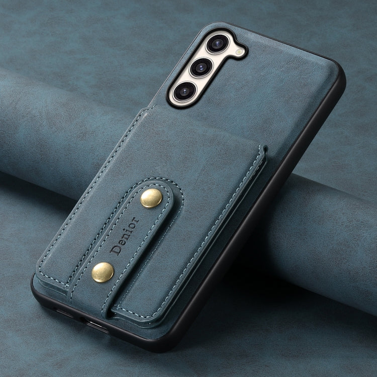For Samsung Galaxy S23+ 5G Denior D14 NK Retro Pattern MagSafe Magnetic Card Holder Leather Phone Case(Blue)