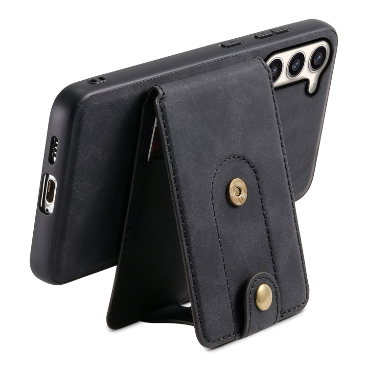 For Samsung Galaxy S23+ 5G Denior D14 NK Retro Pattern MagSafe Magnetic Card Holder Leather Phone Case(Black)