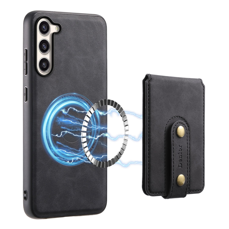 For Samsung Galaxy S23+ 5G Denior D14 NK Retro Pattern MagSafe Magnetic Card Holder Leather Phone Case(Black)