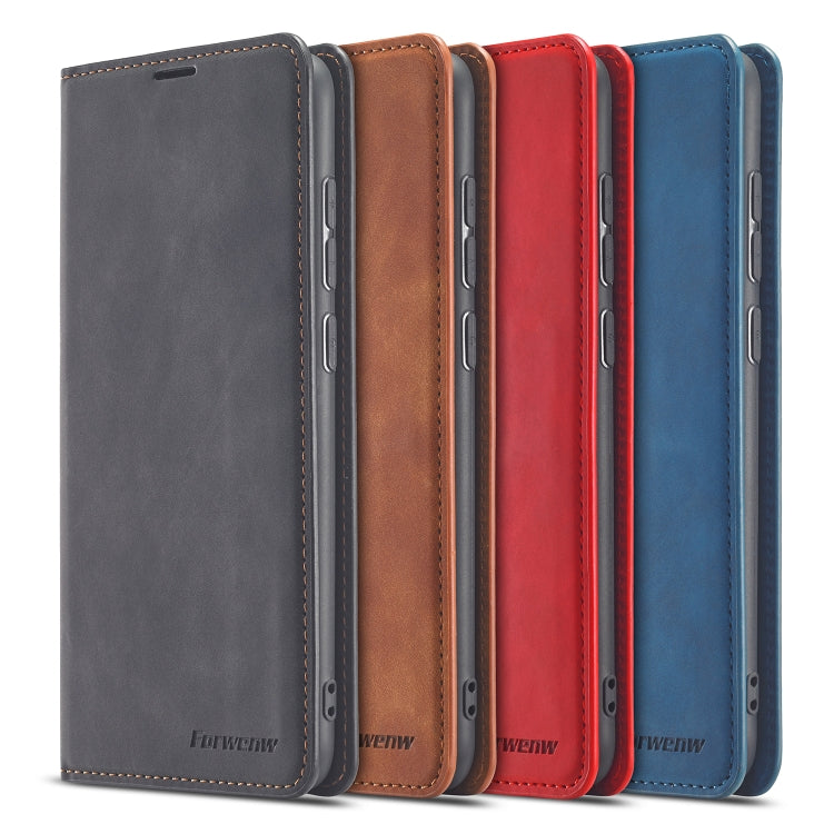 For Xiaomi Redmi Note 9 Forwenw Dream Series Oil Edge Strong Magnetism Horizontal Flip Leather Case with Holder & Card Slots & Wallet & Photo Frame(Red)