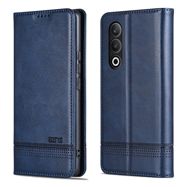 For OnePlus Nord CE4 AZNS Magnetic Calf Texture Flip Leather Phone Case(Dark Blue)