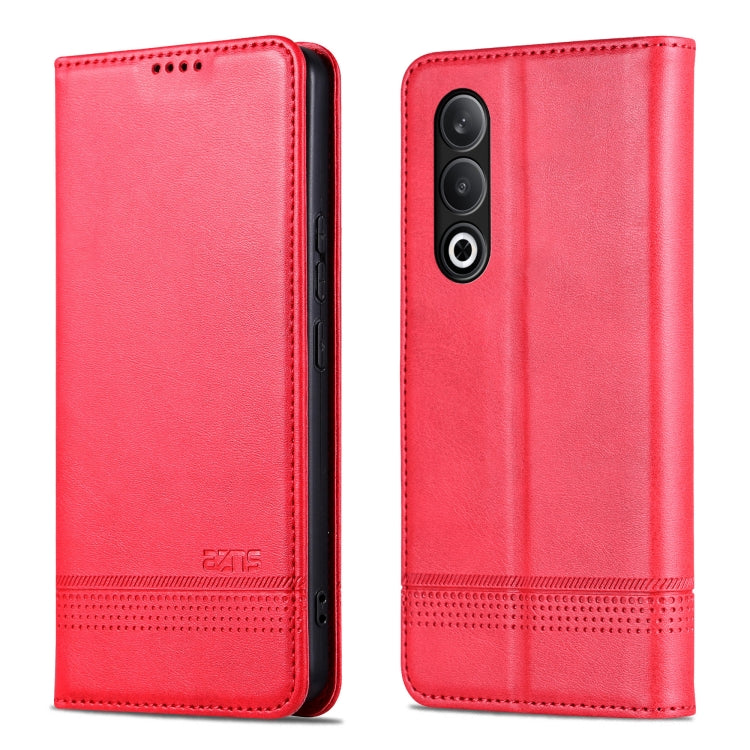 For OnePlus Nord CE4 AZNS Magnetic Calf Texture Flip Leather Phone Case(Red)