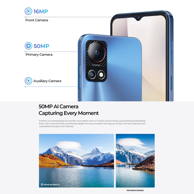 [HK Warehouse] HOTWAV Note 13, 4GB+128GB, Side Fingerprint Identification, 6.6 inch Android 13 T606 Octa Core up to 1.6GHz, Network: 4G, OTG(Blue)