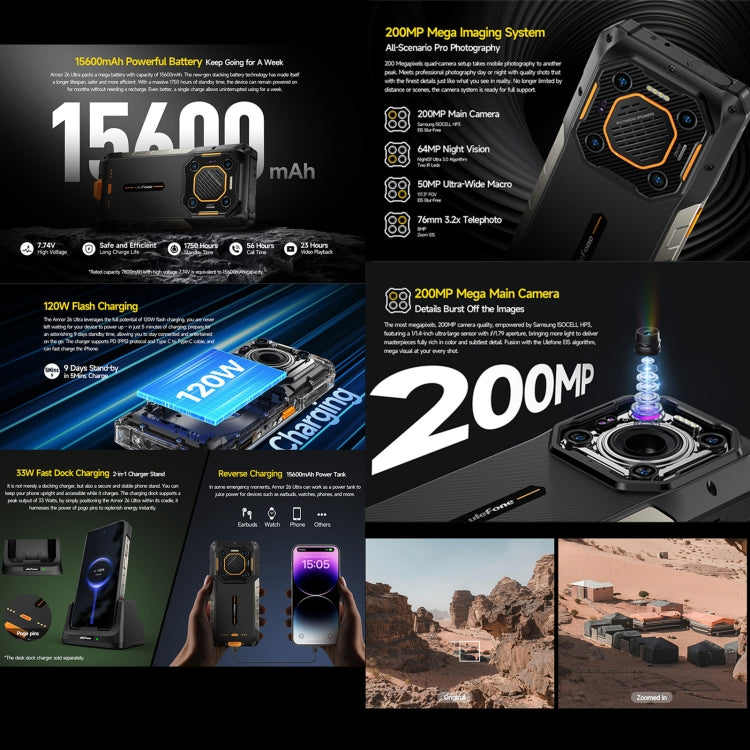 [HK Warehouse] Ulefone Armor 26 Ultra Walkie-Talkie Version Rugged Phone, 12GB+512GB, 6.78 inch Android 13 MediaTek Dimensity 8020 Octa Core, Network: 5G, NFC(Black)