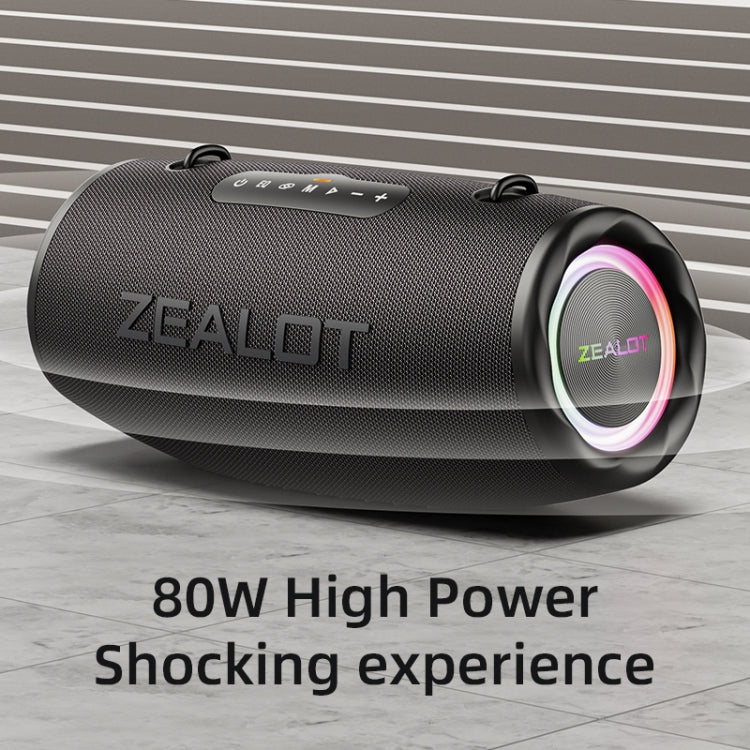 Zealot S87 80W Portable Outdoor Bluetooth Speaker with RGB Light(Black)