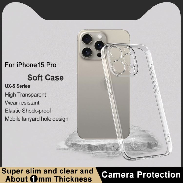 For iPhone 15 Pro IMAK UX-5 Series Transparent TPU Phone Case(Transparent)