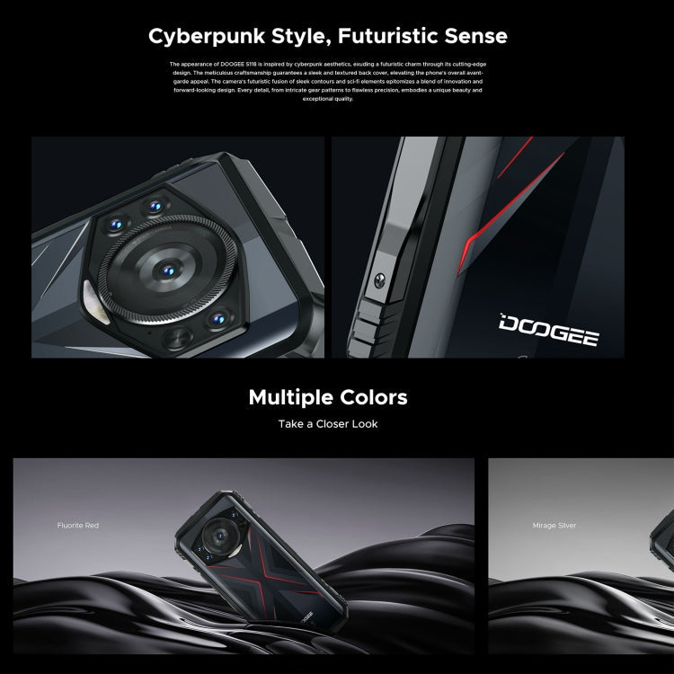 [HK Warehouse] DOOGEE S118 Rugged Phone, 8GB+512GB, 6.58 inch Android 14 MediaTek Helio G99 Octa Core, Network: 4G, OTG, NFC(Black Red)