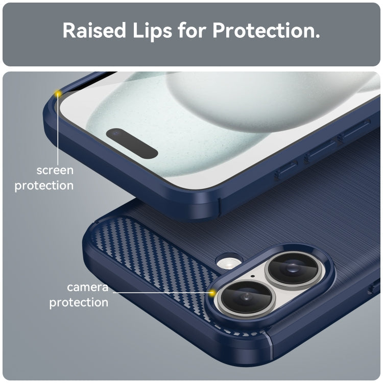 Brushed Texture Carbon Fiber TPU Phone Case, For iPhone 16