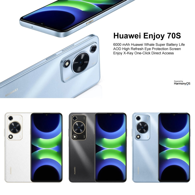 HUAWEI Enjoy 70S, 8GB+128GB, Side Fingerprint Identification, 6.75 inch HarmonyOS 4.2 Octa Core 2.4GHz, Network: 4G, Not Support Google Play(Black)