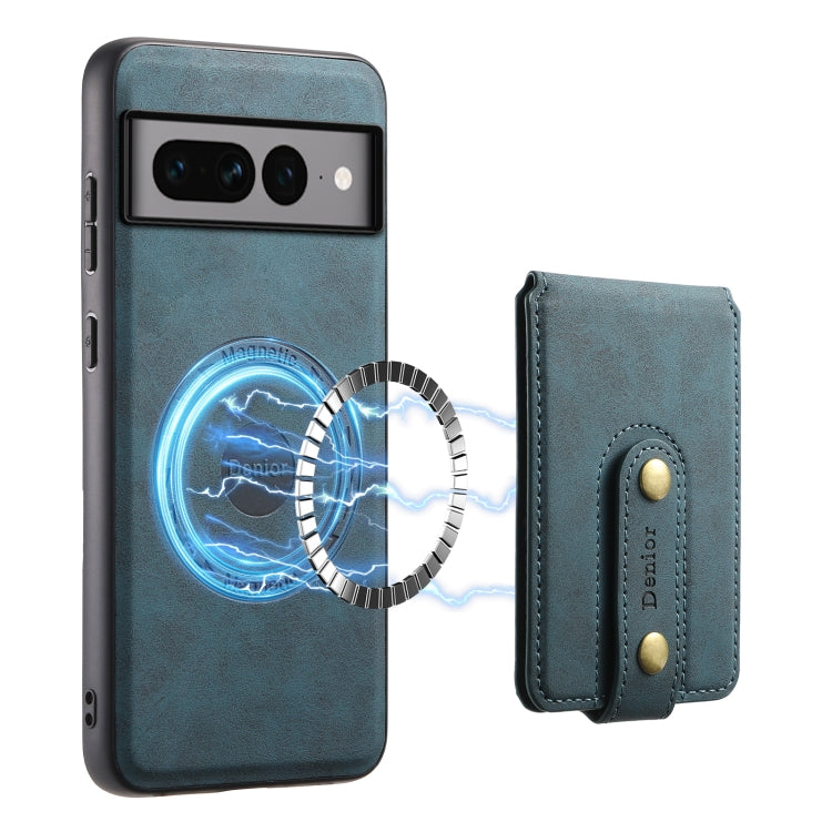 For Google Pixel 7 Pro 5G Denior D14 NK Retro Pattern MagSafe Magnetic Card Holder Leather Phone Case(Blue)