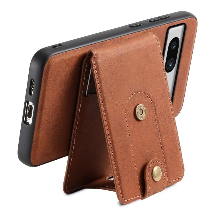 For Google Pixel 7a Denior D14 NK Retro Pattern MagSafe Magnetic Card Holder Leather Phone Case(Brown)