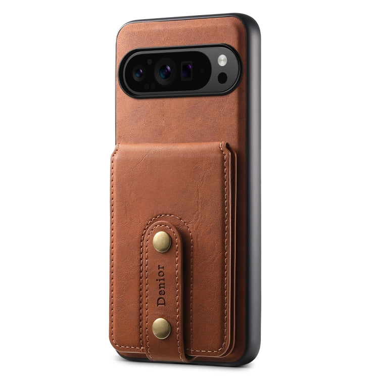 For Google Pixel 9 Pro Denior D14 NK Retro Pattern MagSafe Magnetic Card Holder Leather Phone Case(Brown)