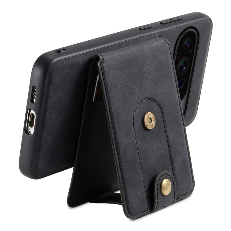 For Google Pixel 9 Pro Denior D14 NK Retro Pattern MagSafe Magnetic Card Holder Leather Phone Case(Black)