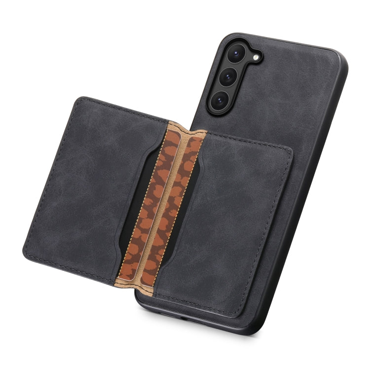For Samsung Galaxy S23 5G Denior D13 Retro Texture Leather MagSafe Card Bag Phone Case(Black)