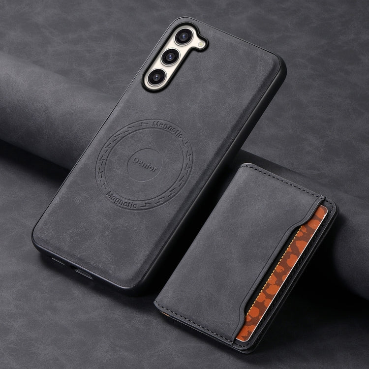 For Samsung Galaxy S23+ 5G Denior D13 Retro Texture Leather MagSafe Card Bag Phone Case(Black)