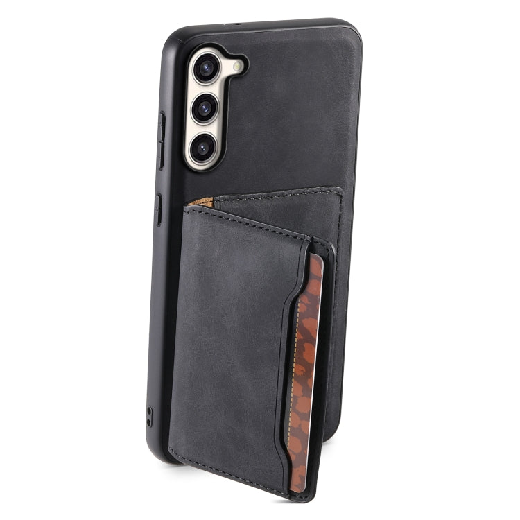 For Samsung Galaxy S23+ 5G Denior D13 Retro Texture Leather MagSafe Card Bag Phone Case(Black)
