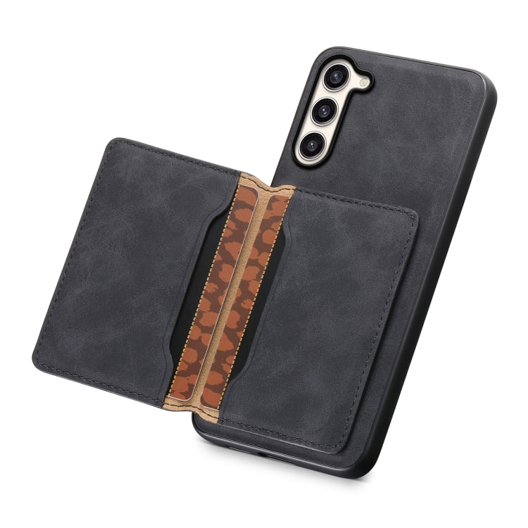 For Samsung Galaxy S23+ 5G Denior D13 Retro Texture Leather MagSafe Card Bag Phone Case(Black)