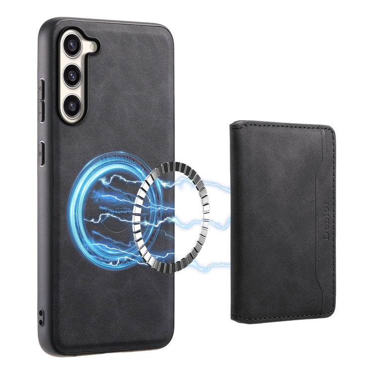For Samsung Galaxy S23+ 5G Denior D13 Retro Texture Leather MagSafe Card Bag Phone Case(Black)