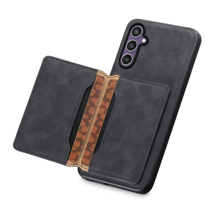 For Samsung Galaxy S23 FE 5G Denior D13 Retro Texture Leather MagSafe Card Bag Phone Case(Black)