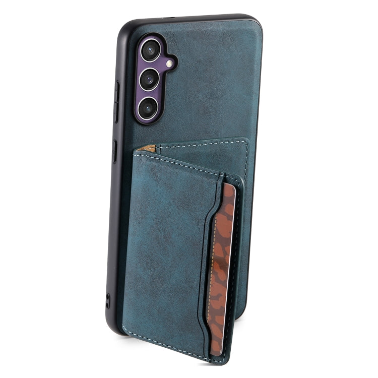 For Samsung Galaxy S24 5G Denior D13 Retro Texture Leather MagSafe Card Bag Phone Case(Blue)