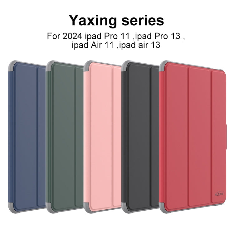 For iPad Pro 13 2025 / 2024 Mutural PC Hybrid TPU Leather Smart Tablet Case(Dark Blue)