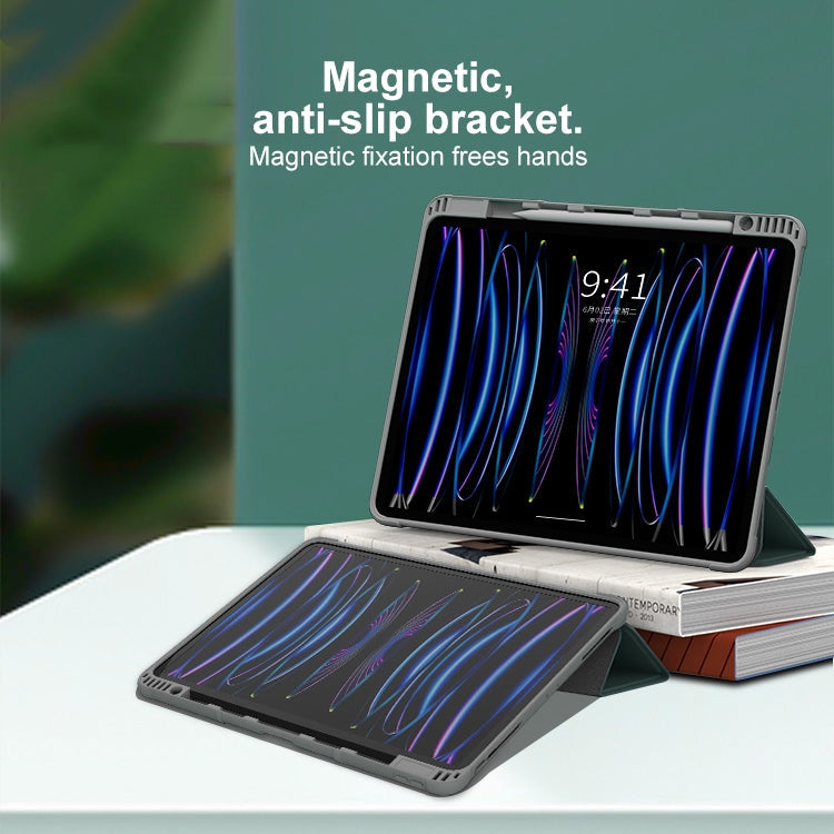 For iPad Air 11 2026 / 2025 / 2024 Mutural PC Hybrid TPU Leather Smart Tablet Case(Dark Blue)