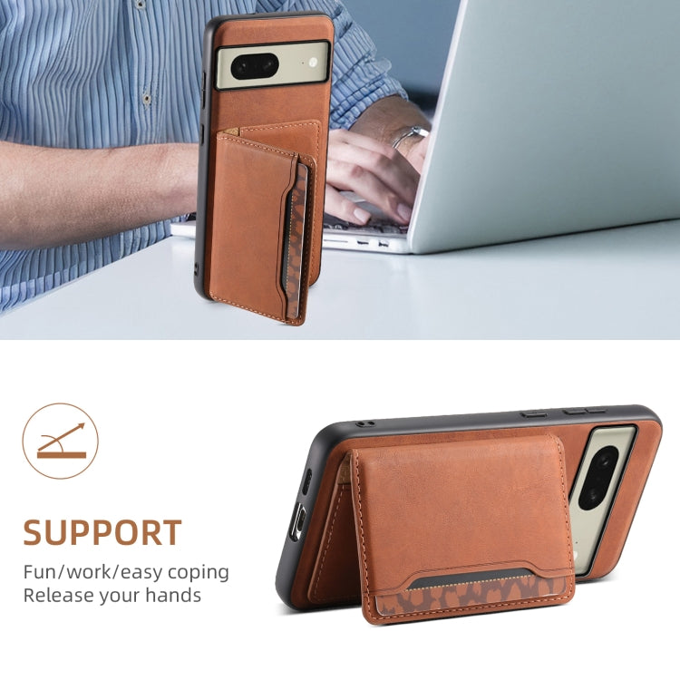 For Google Pixel 8 Denior D13 Retro Texture Leather MagSafe Card Bag Phone Case(Brown)