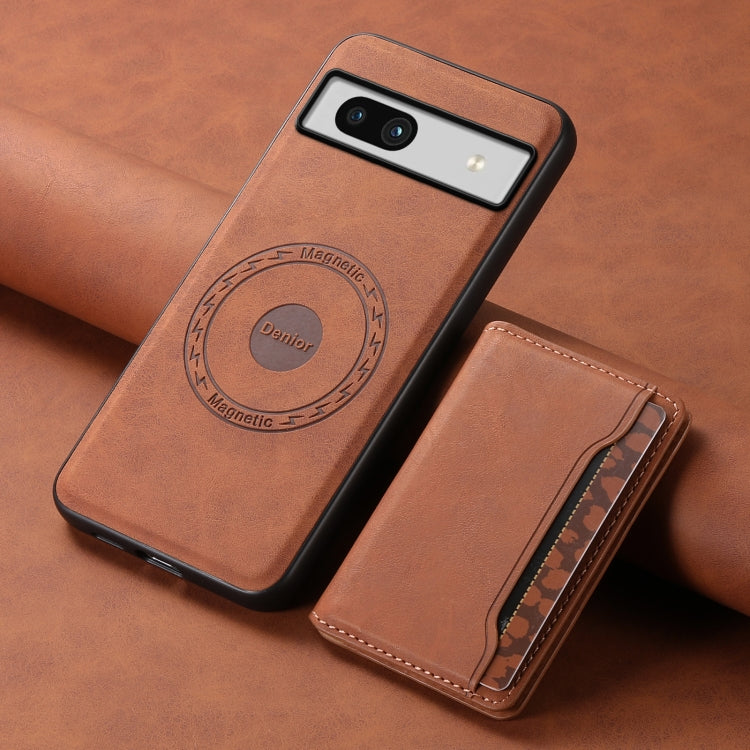 For Google Pixel 7a Denior D13 Retro Texture Leather MagSafe Card Bag Phone Case(Brown)