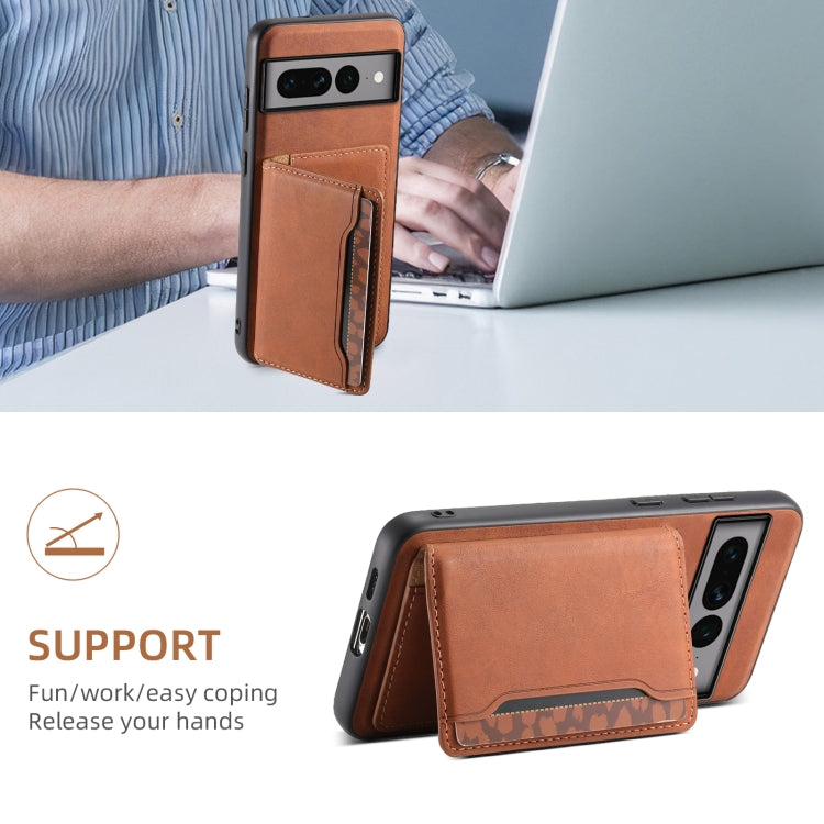 For Google Pixel 7 Pro 5G Denior D13 Retro Texture Leather MagSafe Card Bag Phone Case(Brown)