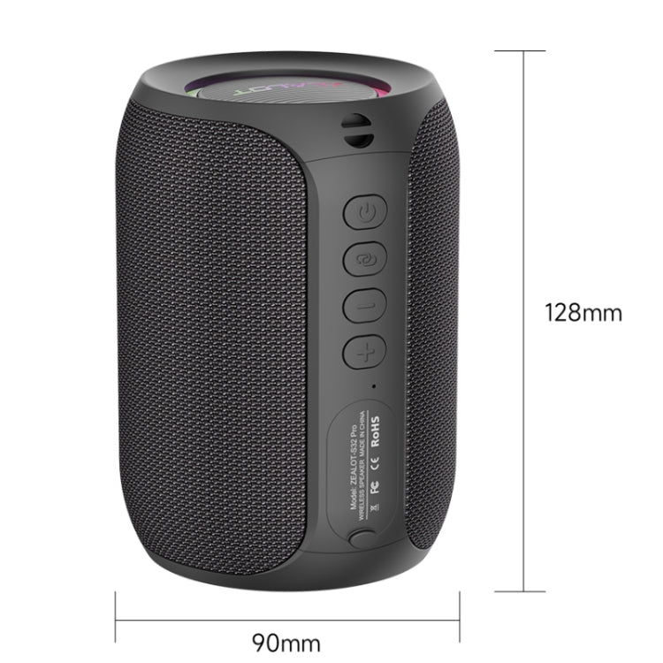 Zealot S32 Pro 15W High Power Bluetooth Speaker with Colorful Light(Grey)